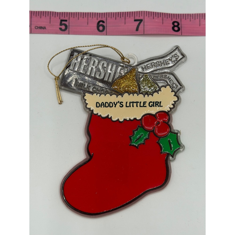 Vintage 1998 Hershey Christmas Ornament Daddy's Little Girl Stocking Kisses 90s
